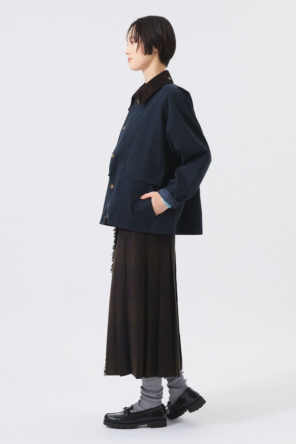 Check Kilt Skirt - Navy