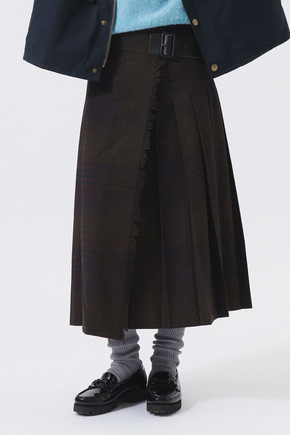 Check Kilt Skirt - Navy
