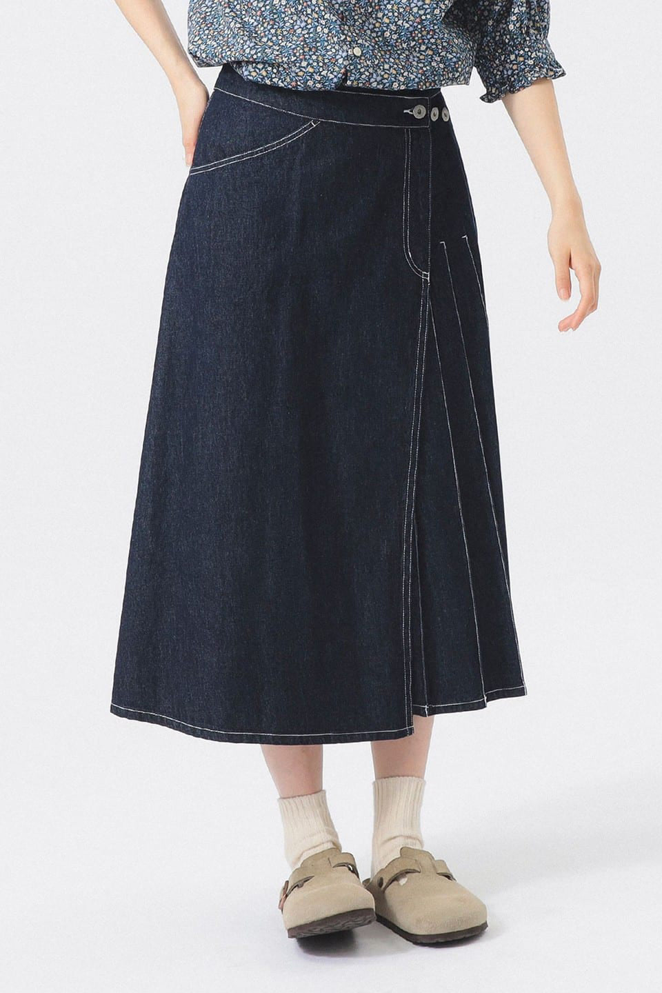 Wraped Pleated Skirt - Indigo - Frontiers Woman