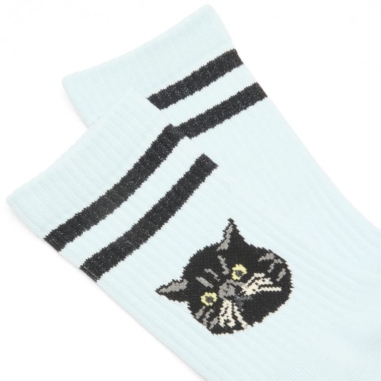 Cat Socks - Blue Glitter Stripe