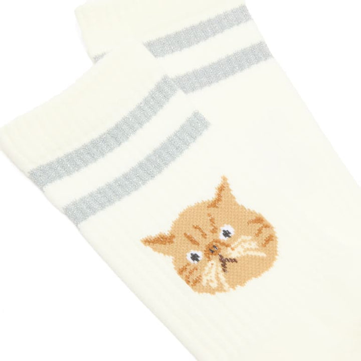Cat Socks - Silver Glitter stripe