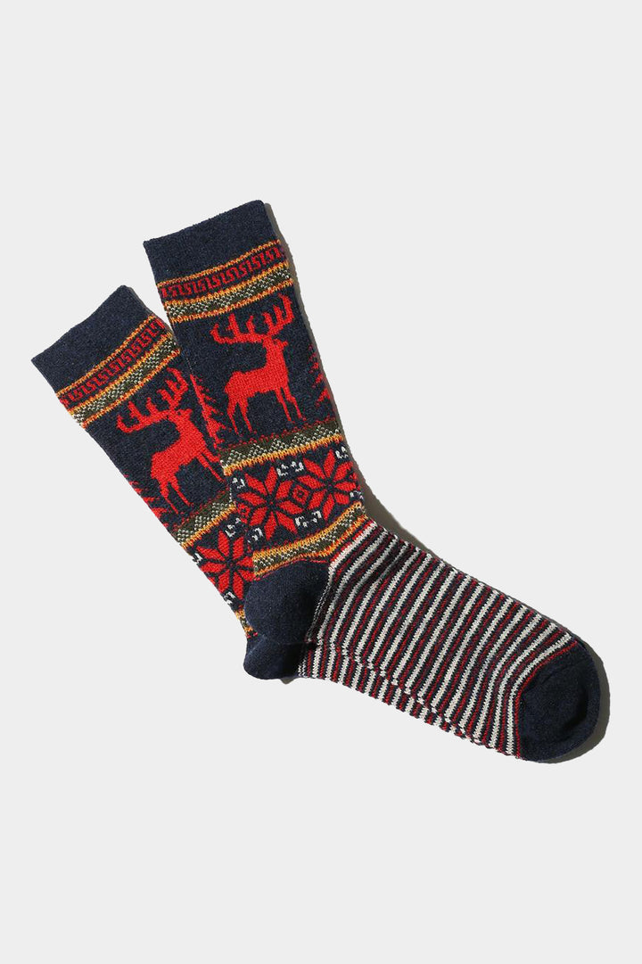 Wool Deer Snow Socks - Navy