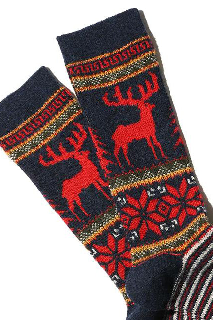 Wool Deer Snow Socks - Navy