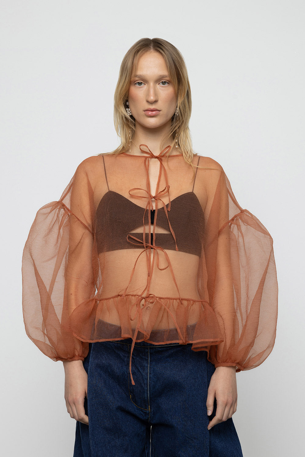 Volume Organza Bow Top & Bralette - Cork - Frontiers Woman