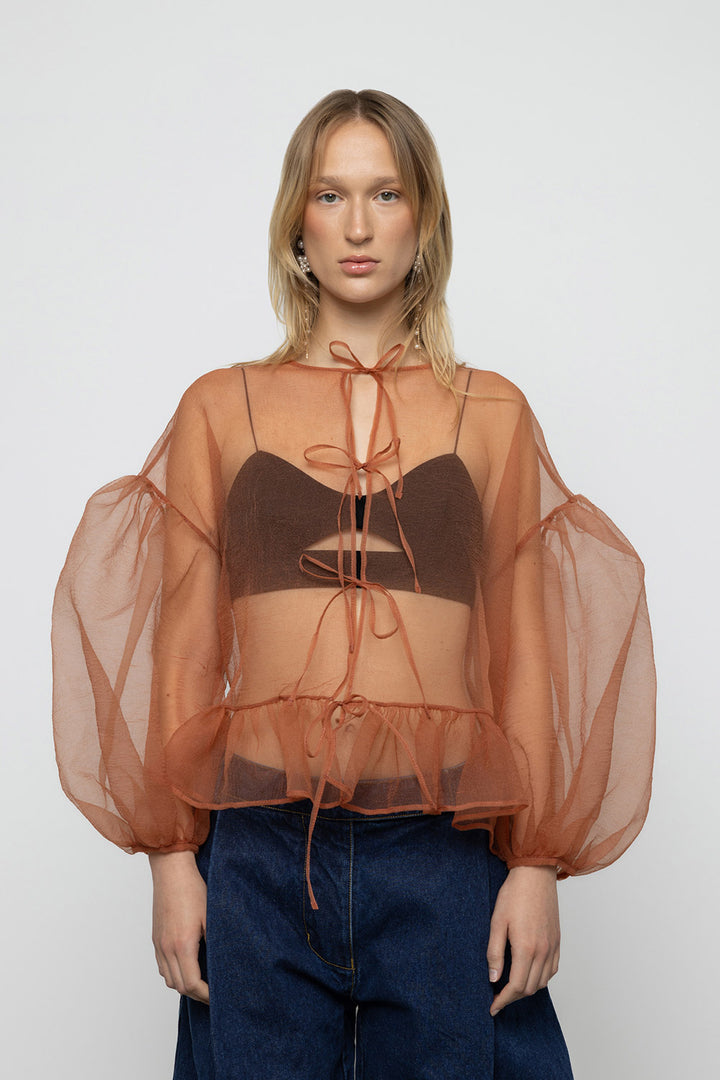 Volume Organza Bow Top & Bralette - Cork - Frontiers Woman