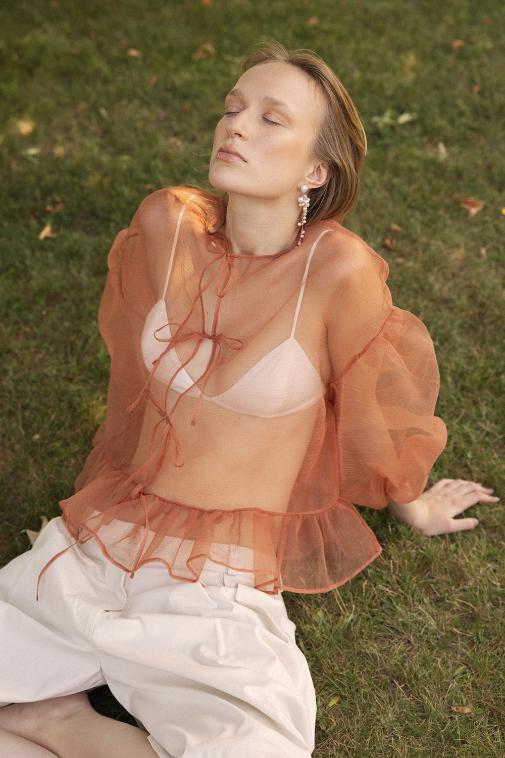 Volume Organza Bow Top & Bralette - Cork - Frontiers Woman