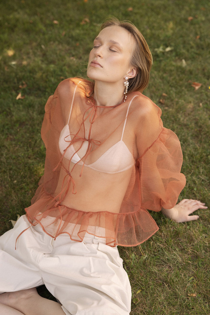 Volume Organza Bow Top & Bralette - Cork - Frontiers Woman