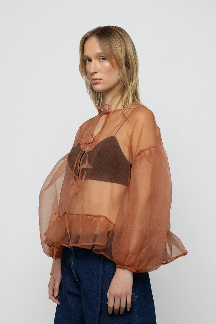 Volume Organza Bow Top & Bralette - Cork - Frontiers Woman