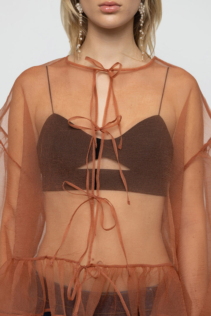 Volume Organza Bow Top & Bralette - Cork - Frontiers Woman