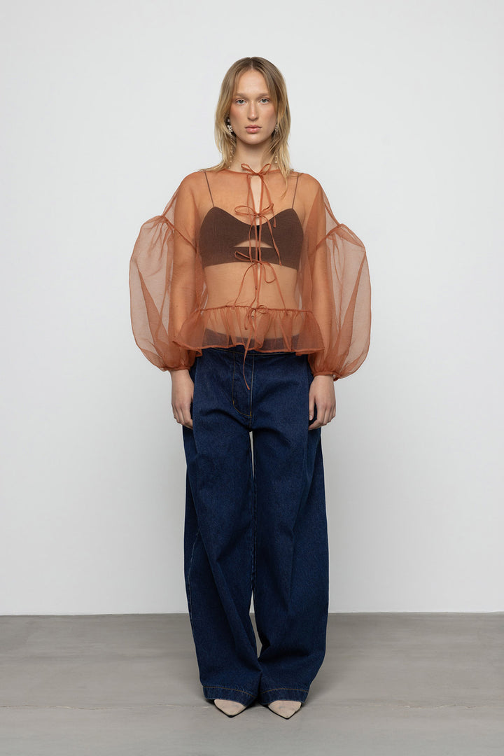 Volume Organza Bow Top & Bralette - Cork - Frontiers Woman