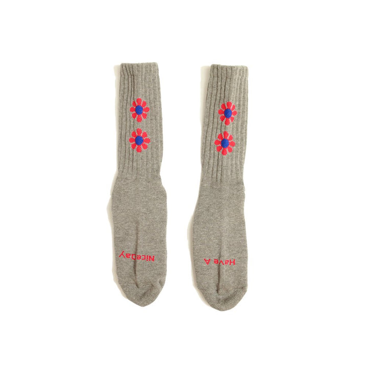 Peace Socks - Grey & Red