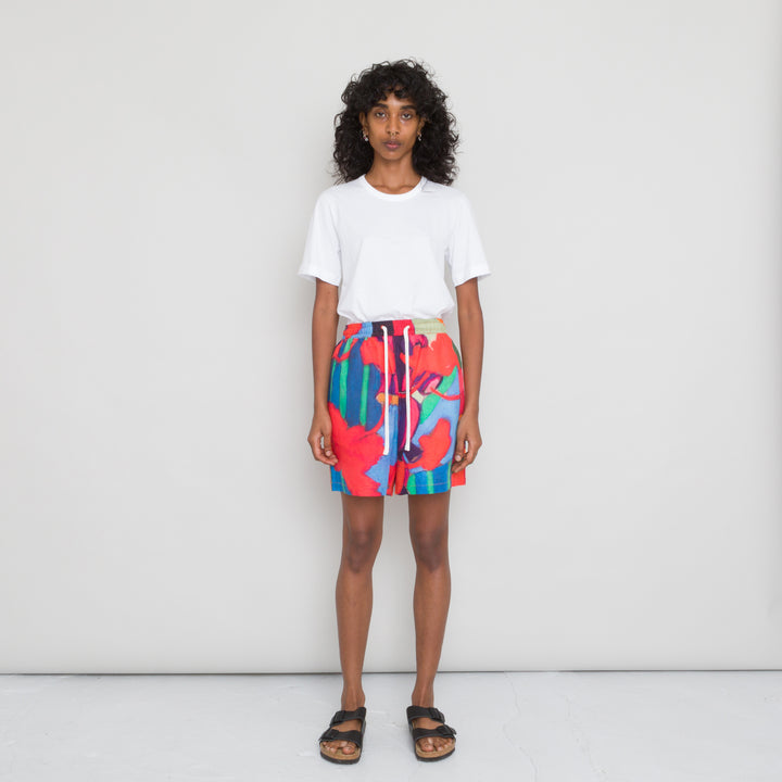 Wide Signal Shorts - Red Tulip Print