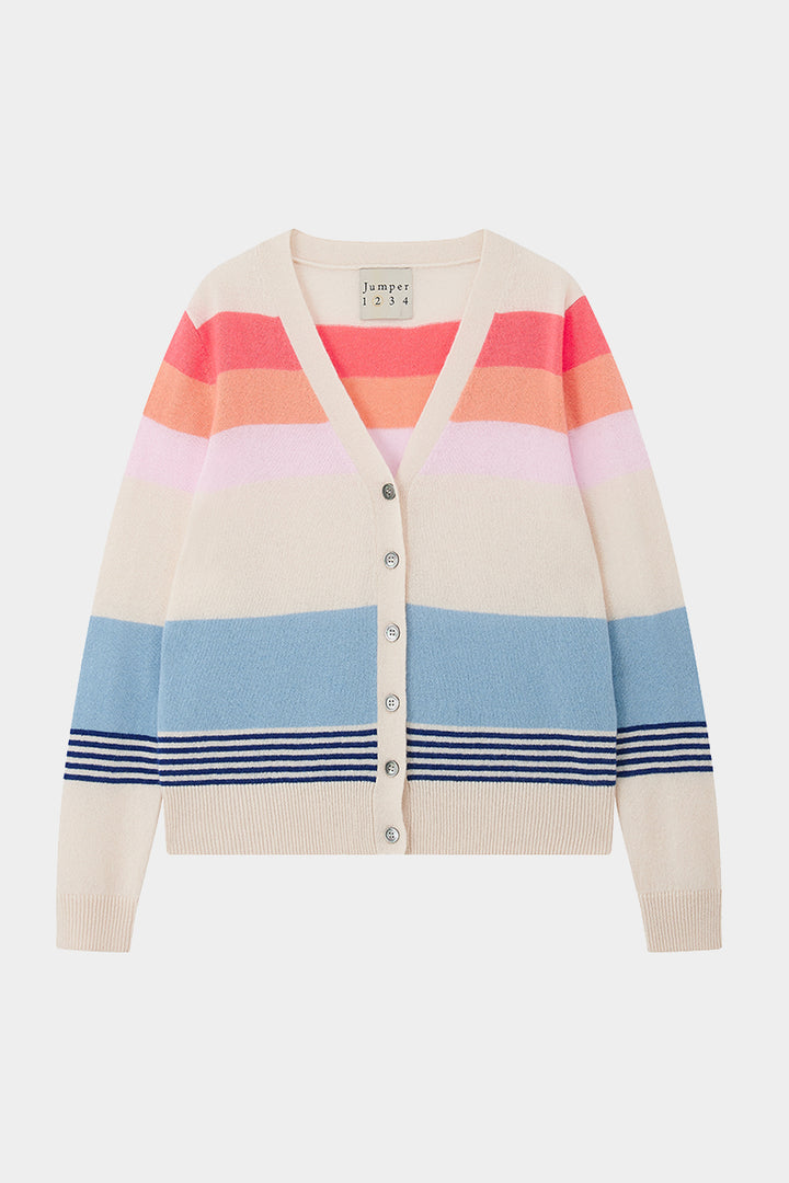 Deckchair Stripe Cashmere Cardigan - Jasmine/Multi