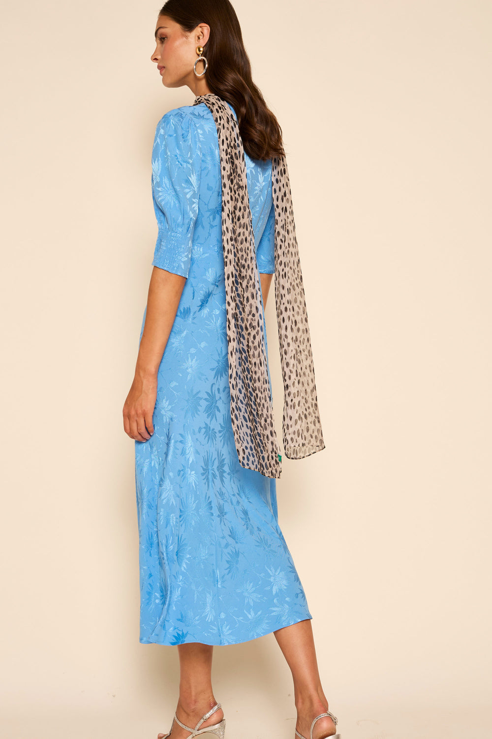 Zadie Midi Dress - Blue Daisy Jacquard