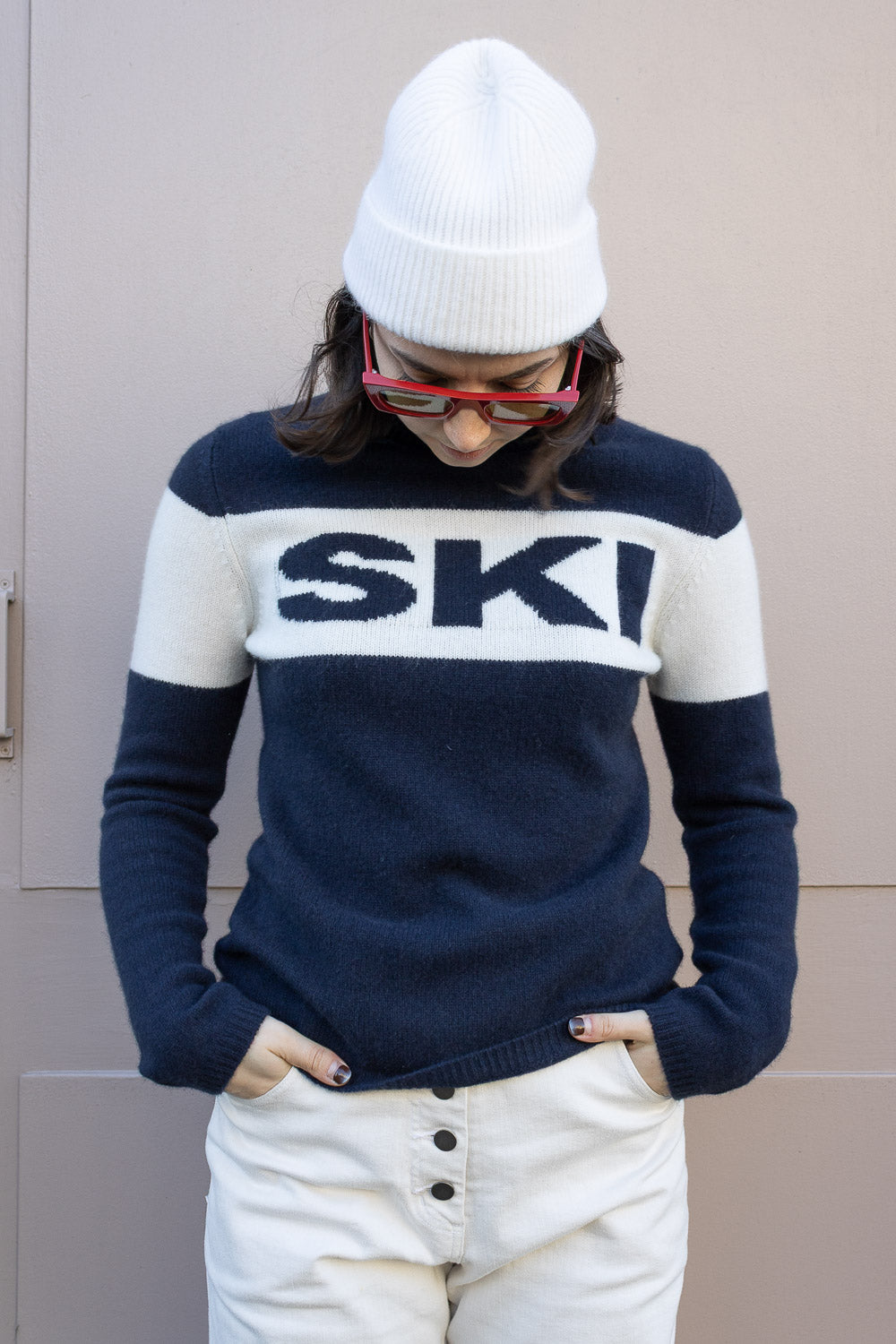 Ski Roll Collar Cashmere Jumper - Navy