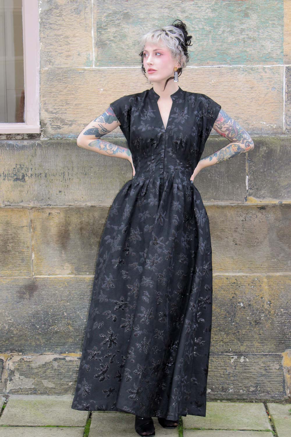 Selene Gown - Jacquard Metallic Black