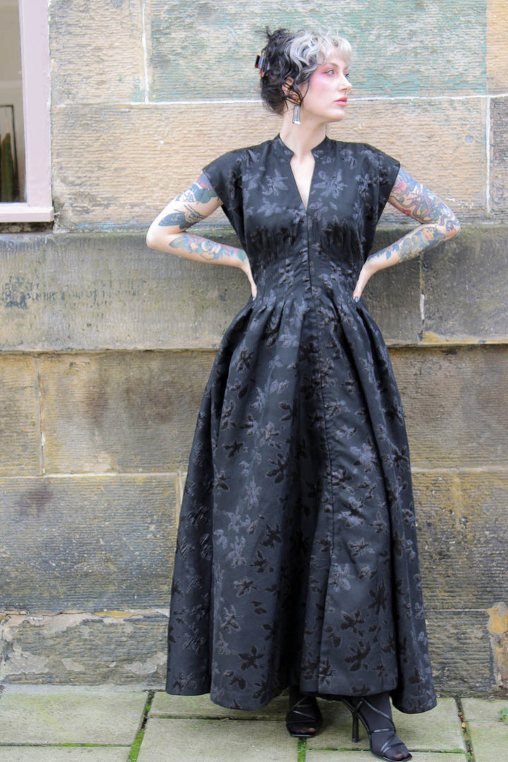 Selene Gown - Jacquard Metallic Black