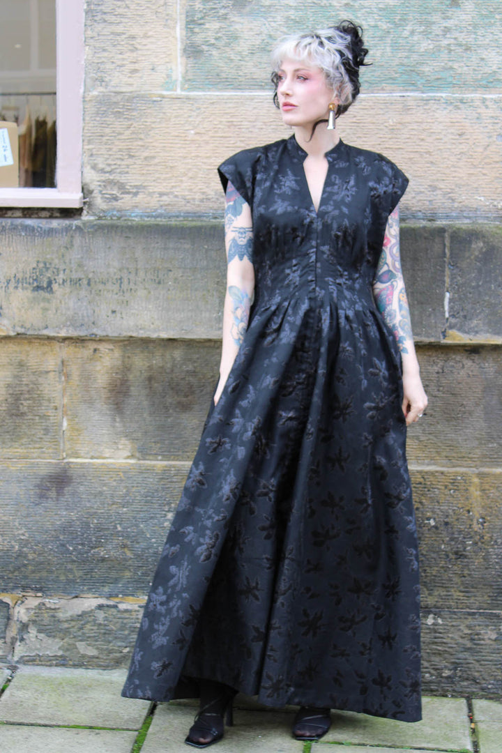 Selene Gown - Jacquard Metallic Black