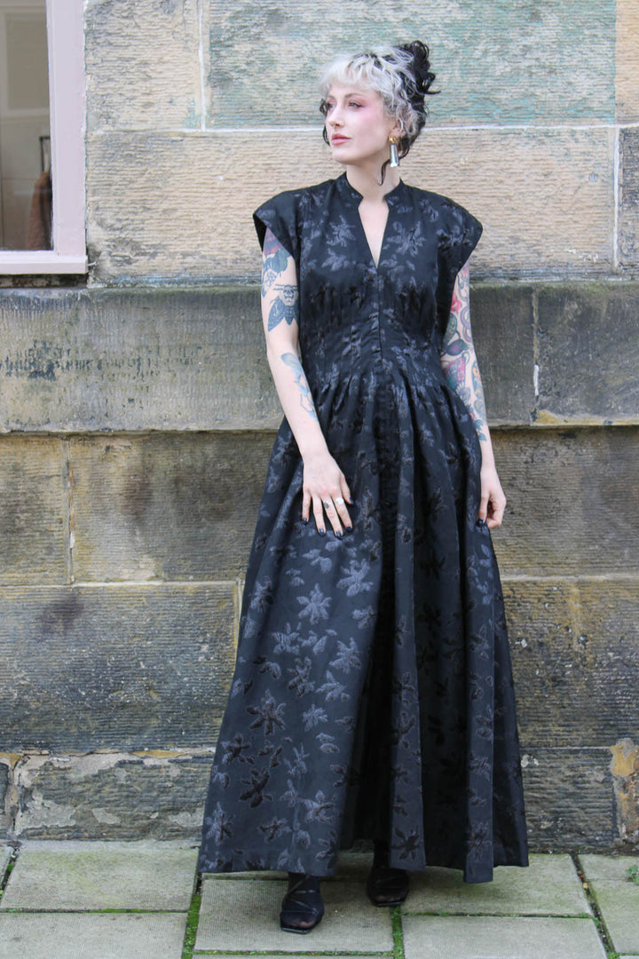 Selene Gown - Jacquard Metallic Black