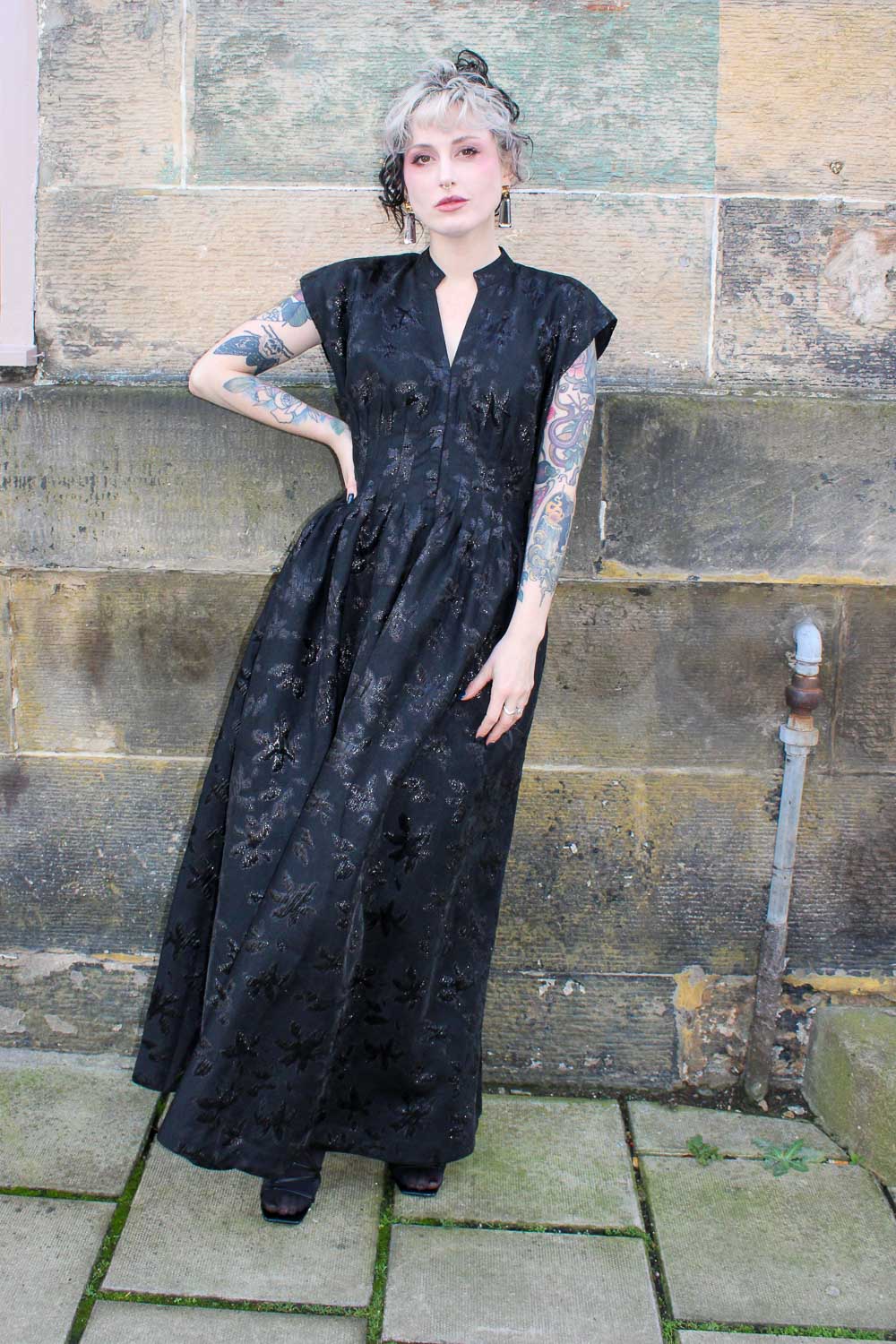 Selene Gown - Jacquard Metallic Black