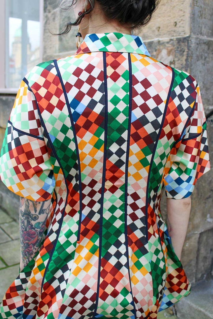 Classic Azaria Dress - Multicolour Harlequin Print