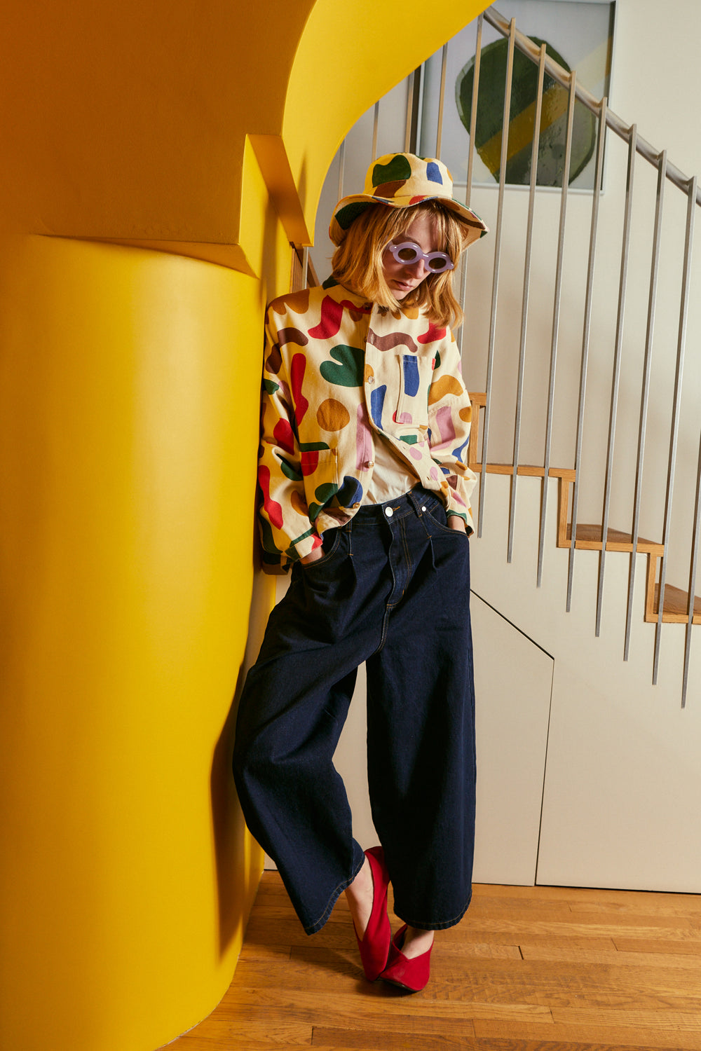 Wide Brim Bucket Hat - Palette Print