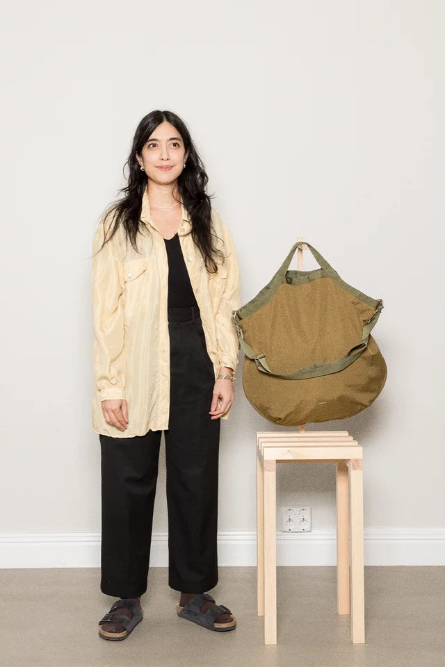 Grid Expandable Tote Bag - Olive