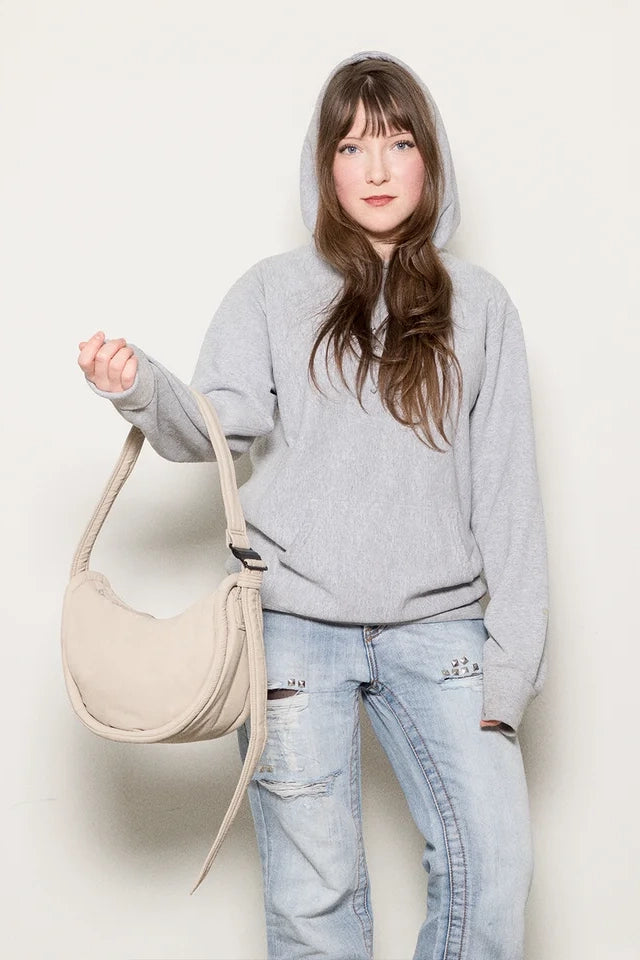 Curve Half Moon Mini Bag - Beige