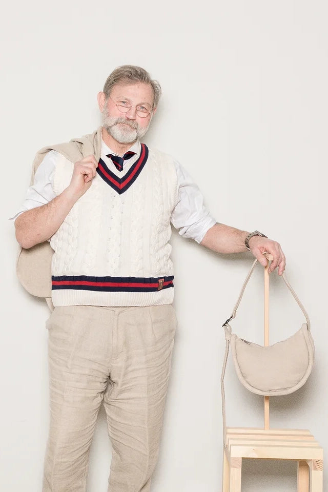 Curve Half Moon Mini Bag - Beige