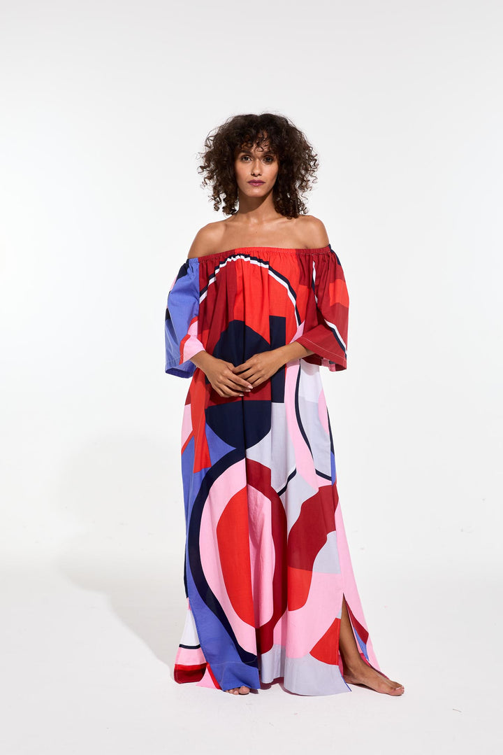 Palao Madone Dress - Red/Blue - Frontiers Woman