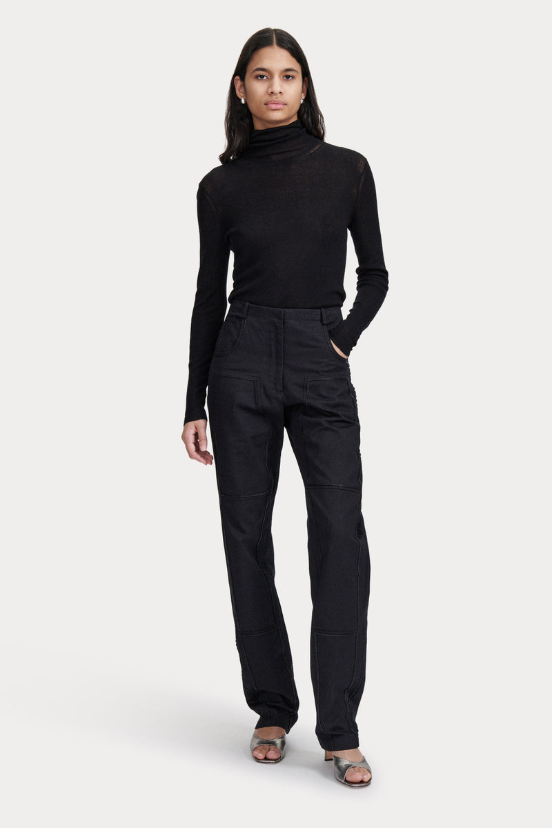 Tropez Pant - Black Beaded Twill