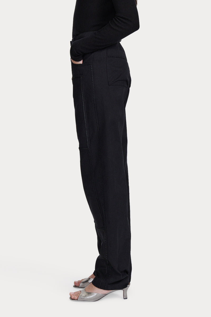 Tropez Pant - Black Beaded Twill