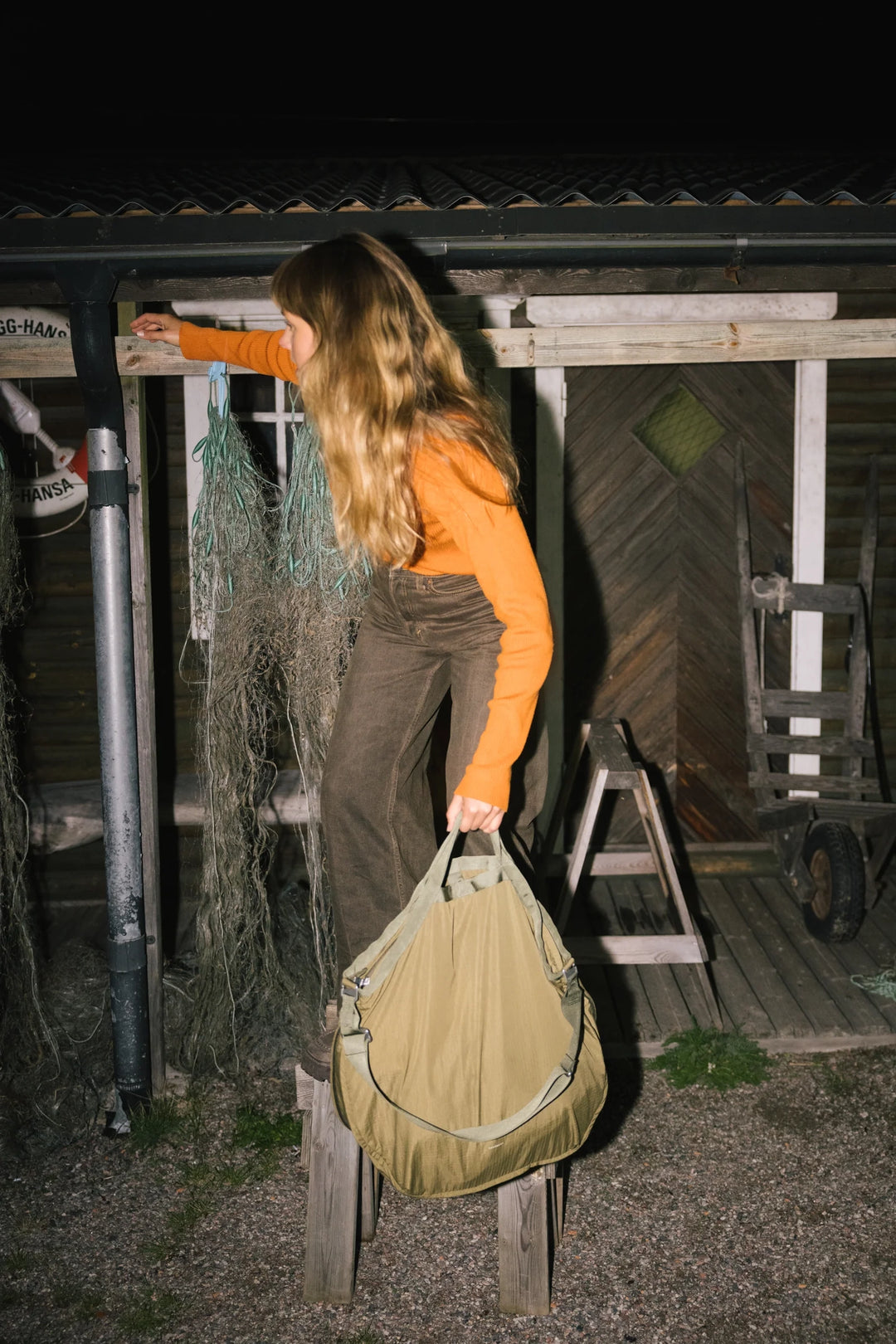 Grid Expandable Tote Bag - Olive