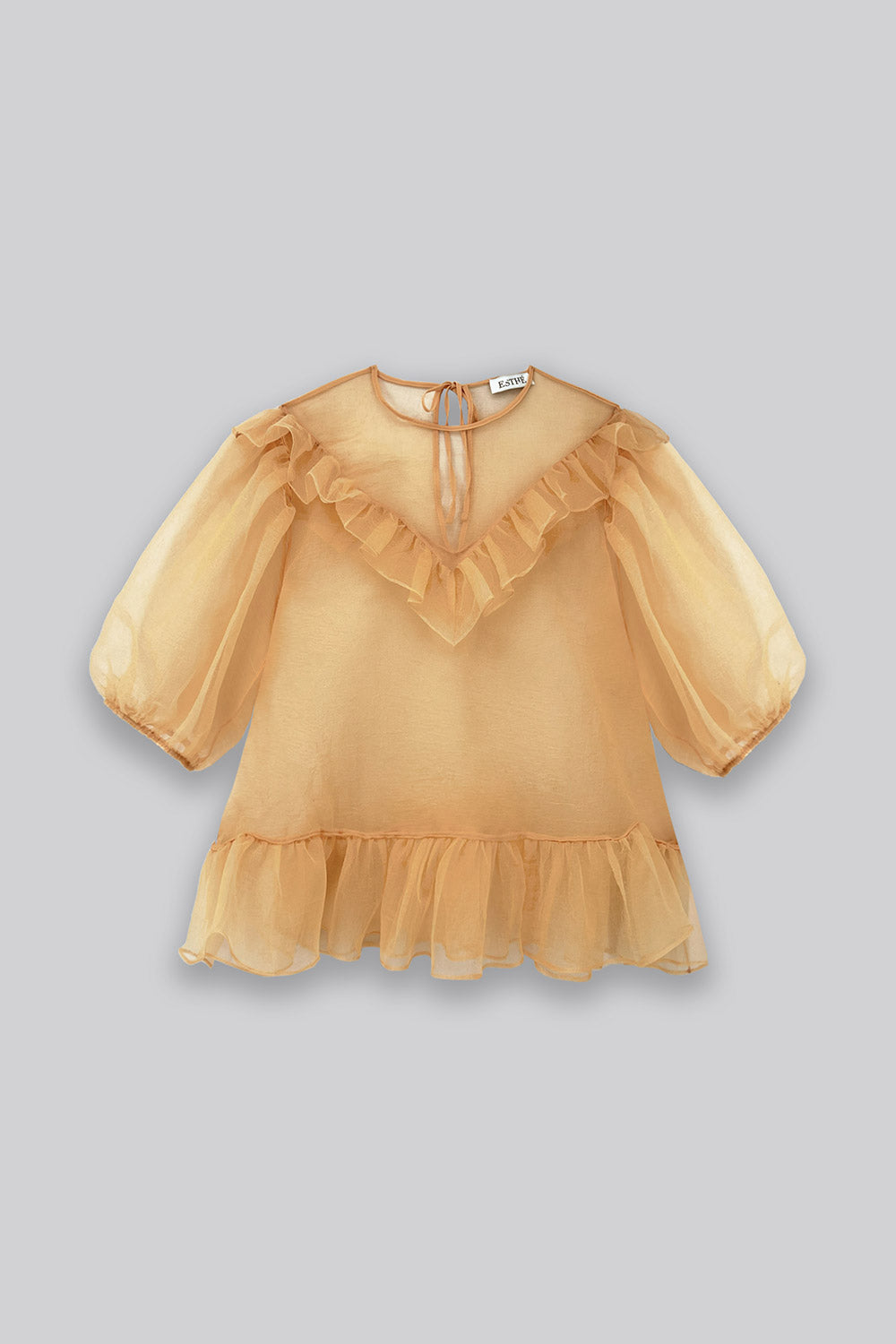 Organza Balloon Sleeve Top & Bralette - Yellow - Frontiers Woman