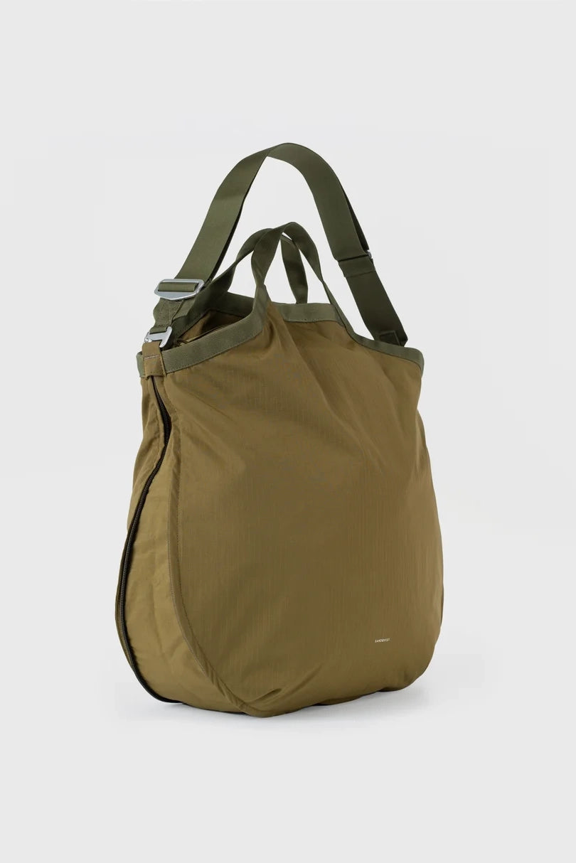 Grid Expandable Tote Bag - Olive