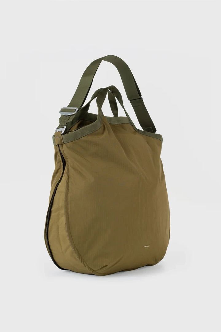 Grid Expandable Tote Bag - Olive