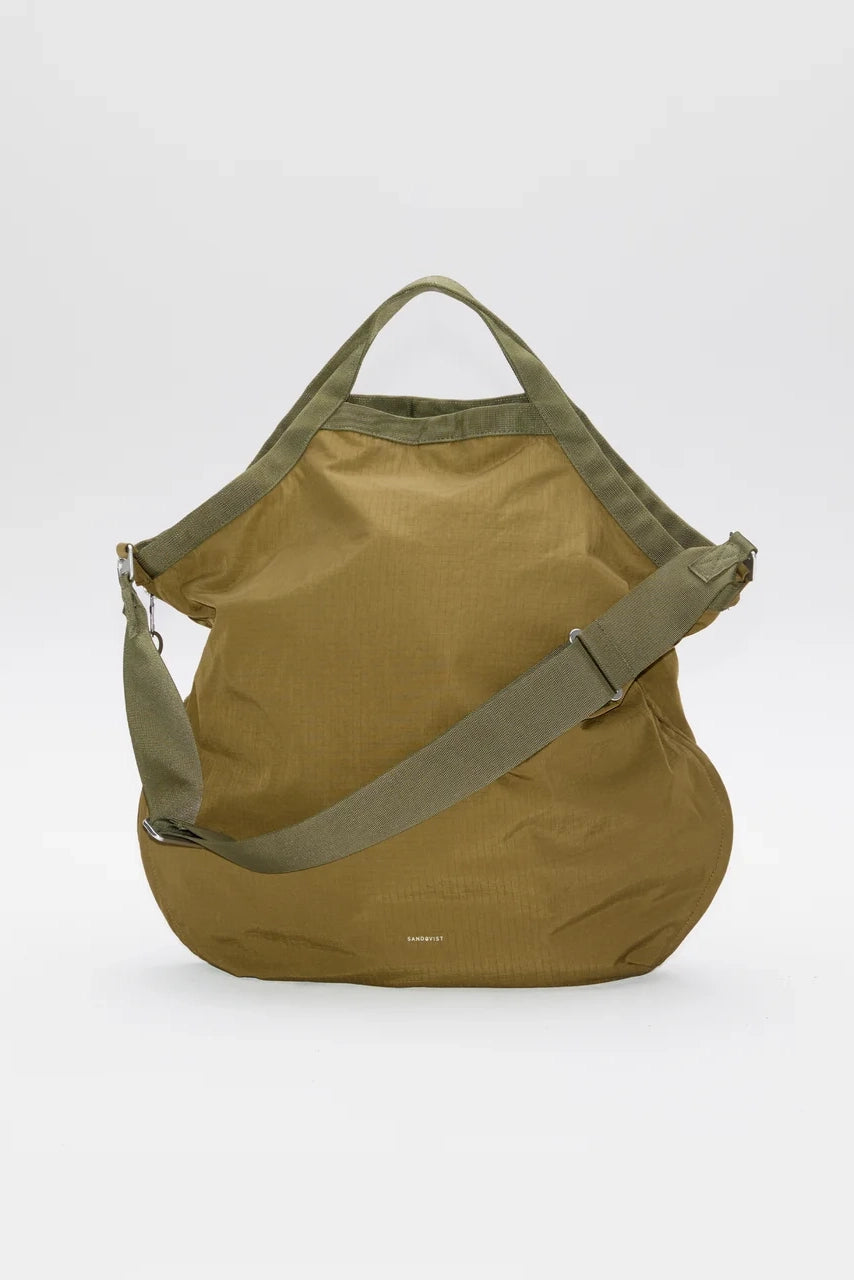 Grid Expandable Tote Bag - Olive