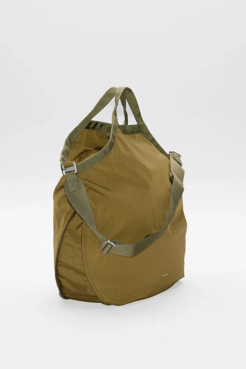 Grid Expandable Tote Bag - Olive