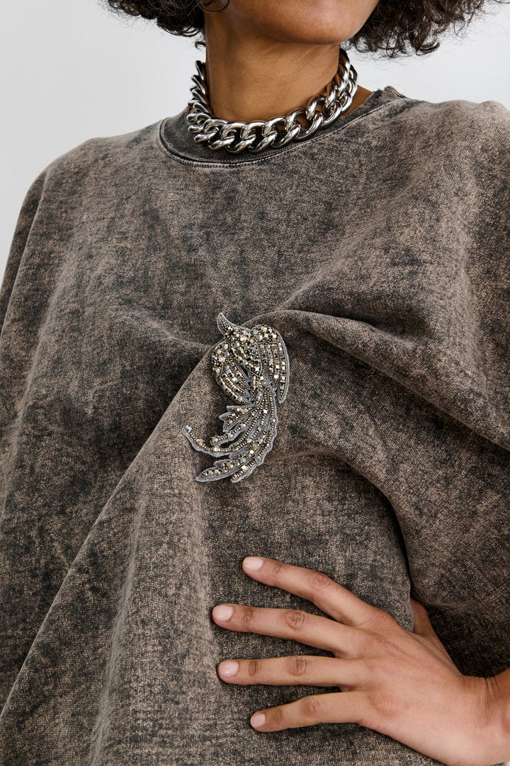 Swallow Brooch - Black Rhinestone