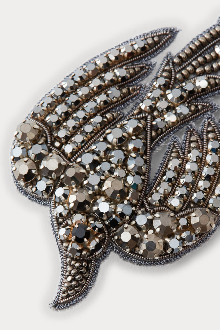 Swallow Brooch - Black Rhinestone