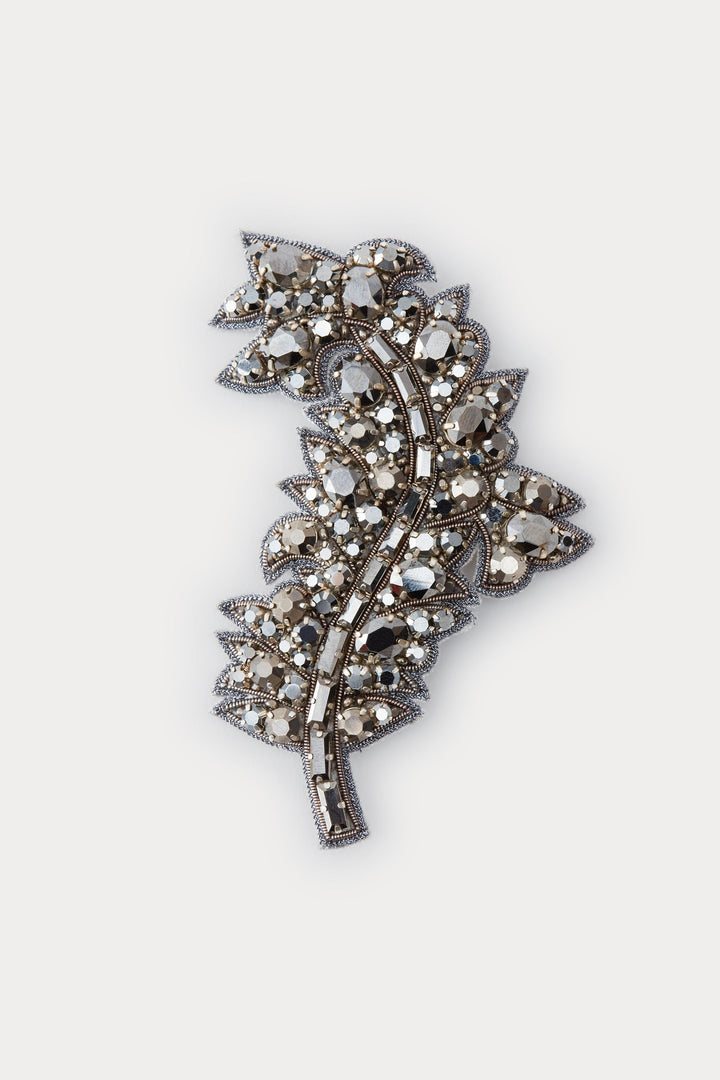 Plume Brooch - Black Rhinestone
