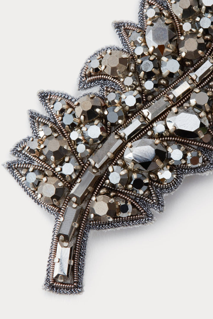 Plume Brooch - Black Rhinestone