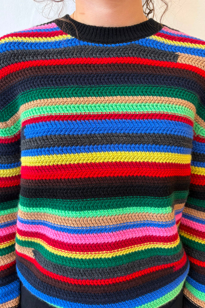 Rainbow Textured Crew Cashmere - Multi