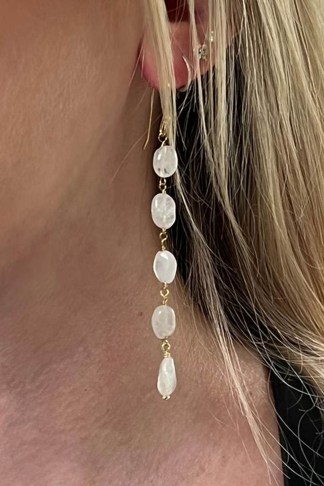 White Moonstone Drop Earrings