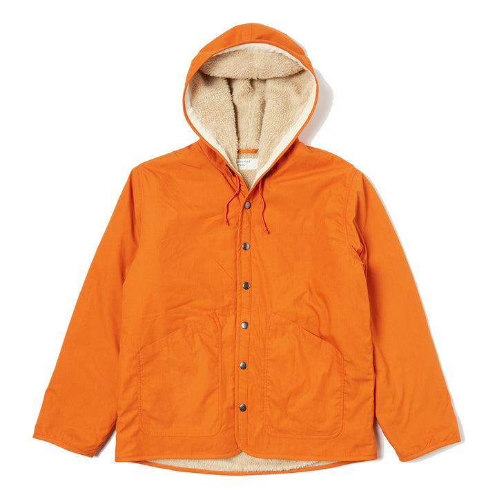 Reversible Hooded Sherpa Jacket - Orange/Sand