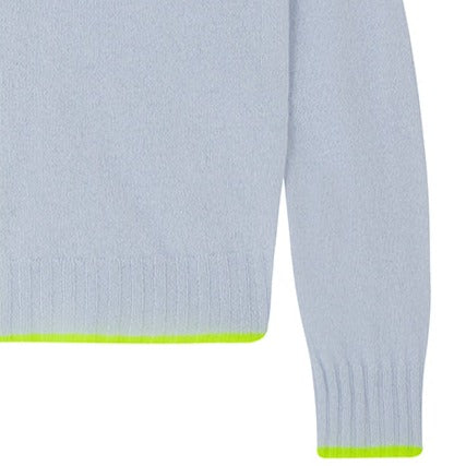 Contrast Tip Cashmere Cardigan - Cement/Neon Yellow