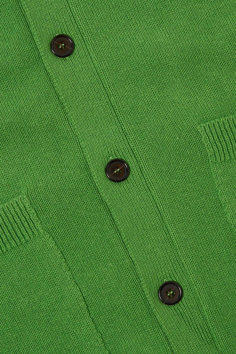 Pocket David Cardigan - Green Eco Cotton Knit