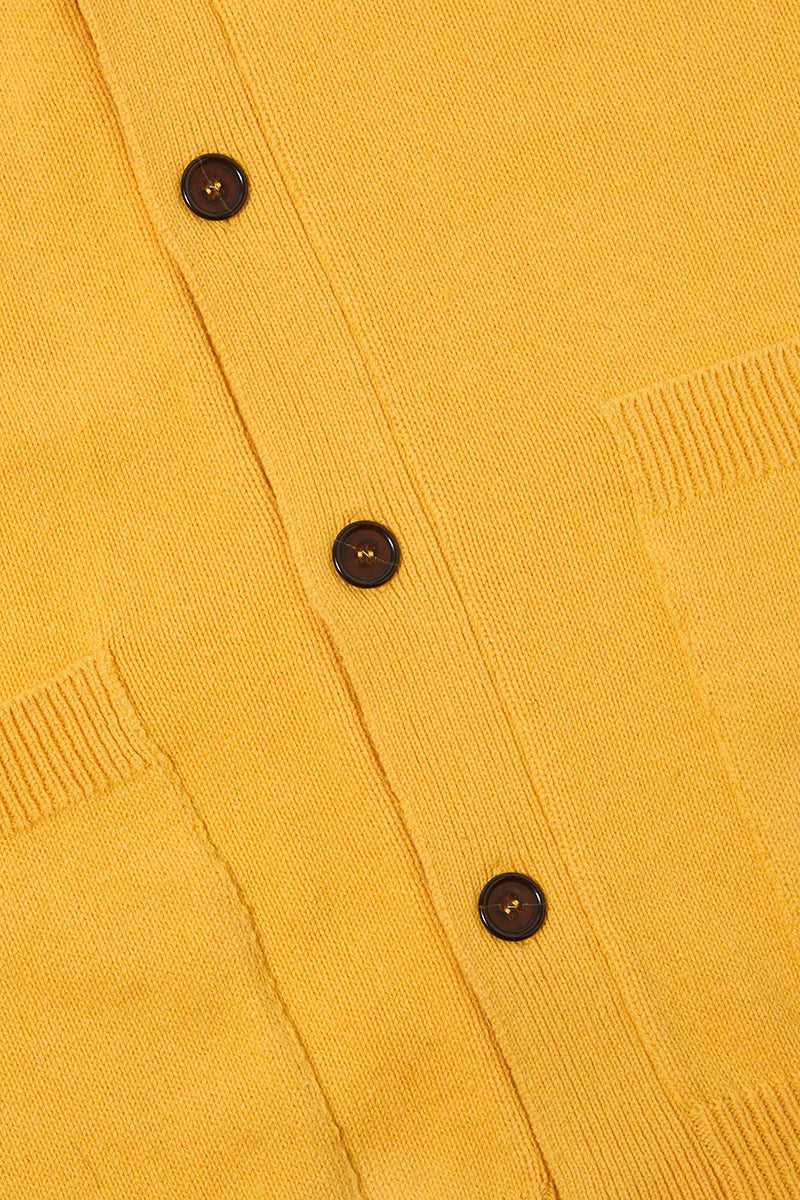 Pocket David Cardigan - Yellow Eco Cotton Knit