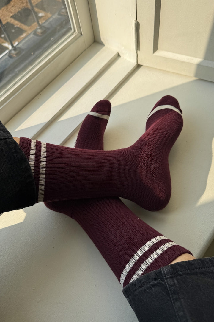 Extended Boyfriend Socks - Maroon