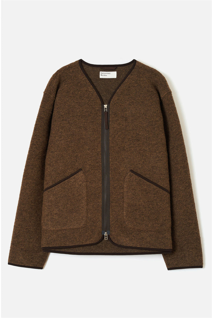 Zip Liner Jacket - Brown Marl Wool Fleece